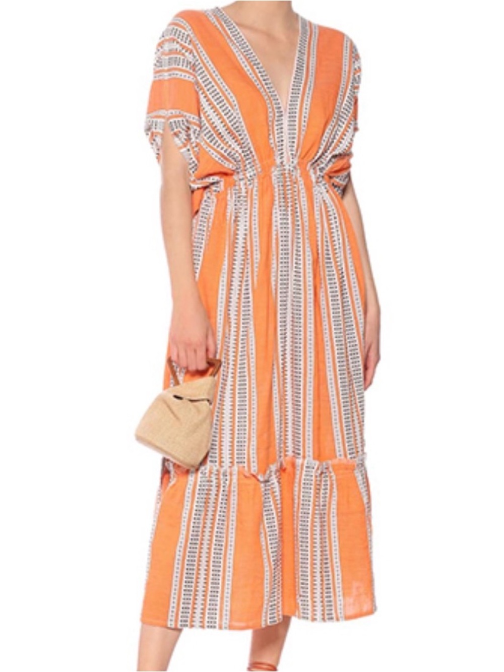 Taylor Orange Striped V-Neck Maxi Dress